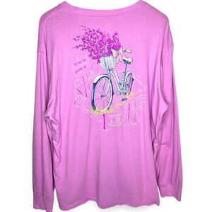 Lauren James Floral Bicycle Shirt Women's Long Sleeve Rose Pink Everyday XXL